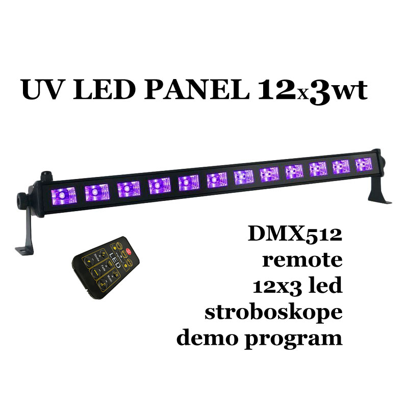 

Ультрафиолетовая Led панель Dzyga 12x3 с пультом ДУ, DMX