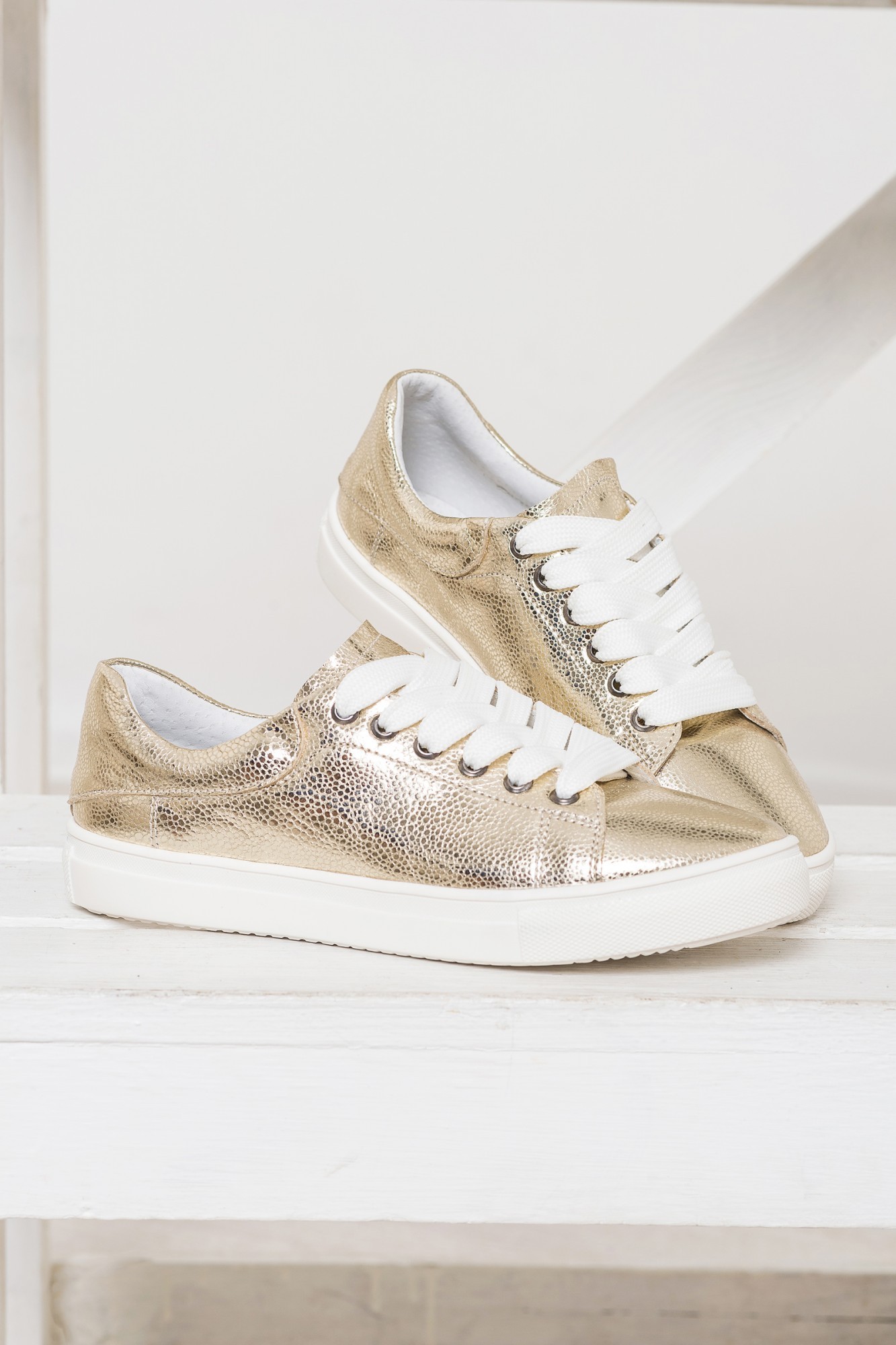 

Кожаные кеды PADUCHINI Alleviare 38 24,5 см. Золотые