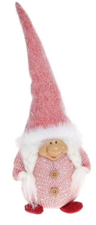 

Мягкая новогодняя игрушка BonaDi Гномик 39см розовый (822-347-1)