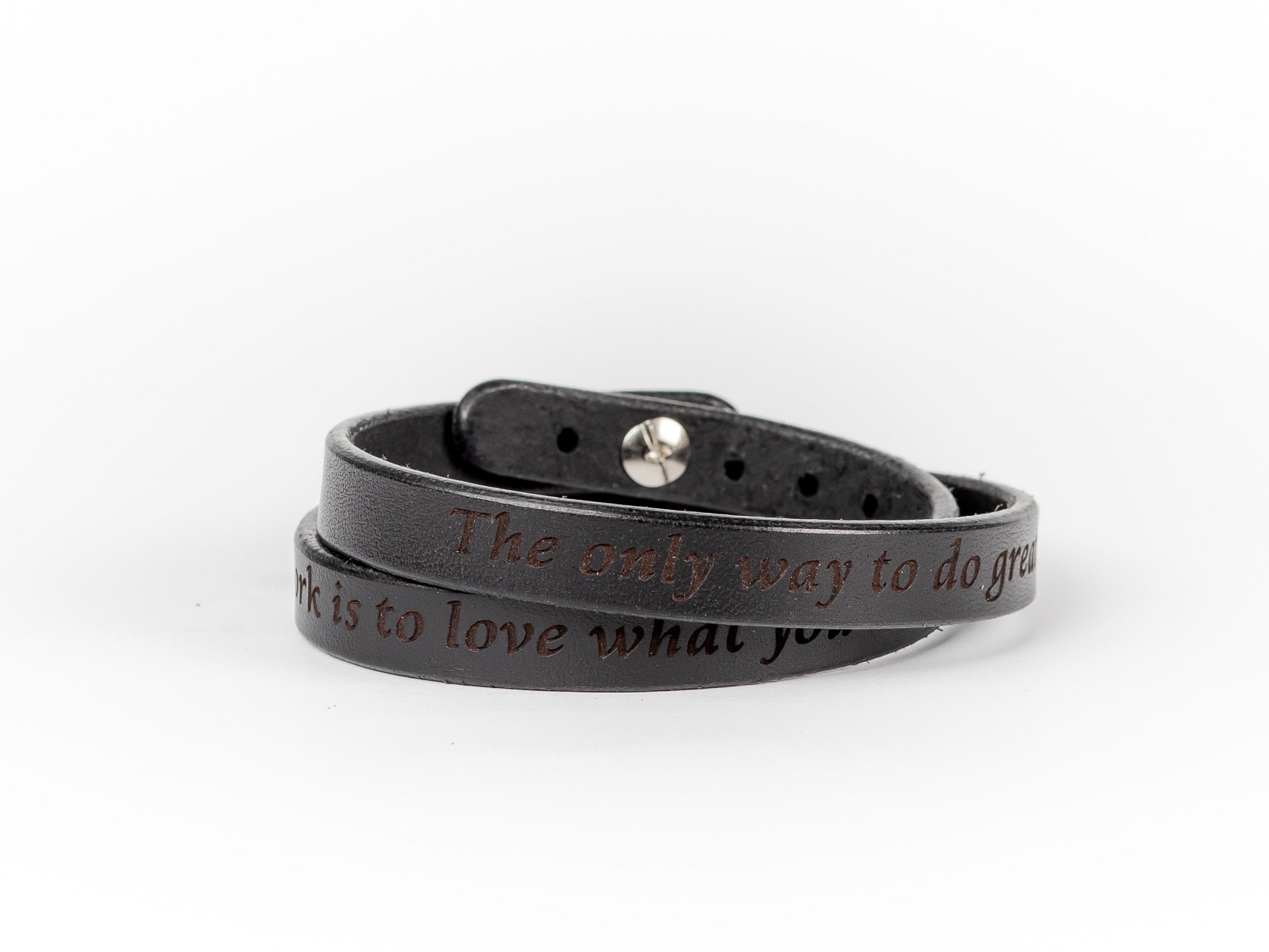 

Браслет SAZHA черный в два оборота с Вашей гравировкой (14-17 см)