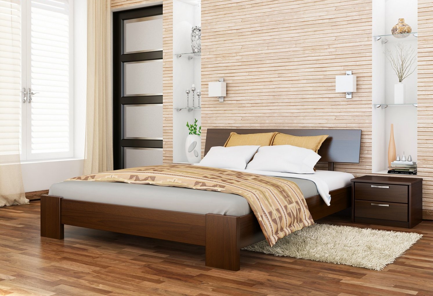 

Деревянная кровать Эстелла Титан из массива бука 190х120 Темный орех