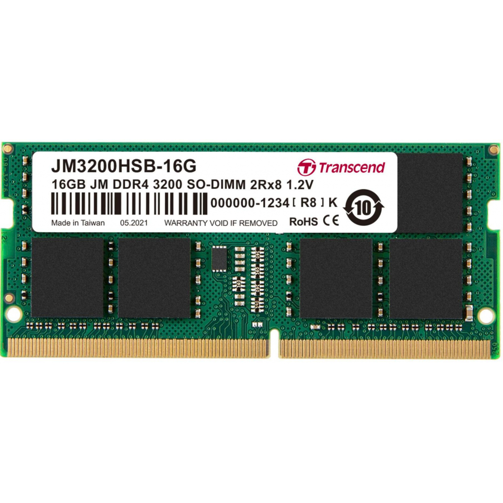 

Модуль памяти для ноутбука SoDIMM DDR4 16GB 3200 MHz Transcend (JM3200HSB-16G)