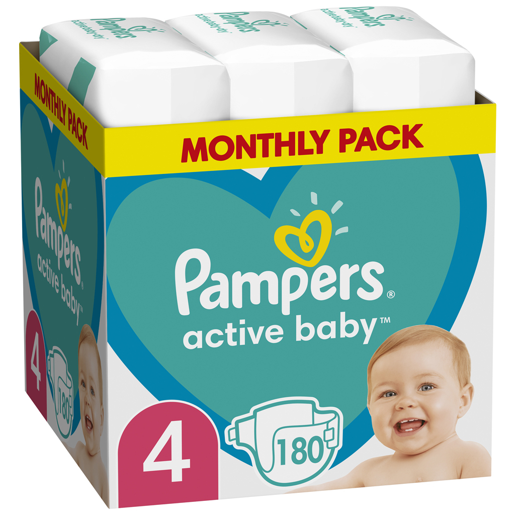 

Подгузник Pampers Active Baby Maxi Размер 4 (9-14 кг), 180 шт. (8006540032725)