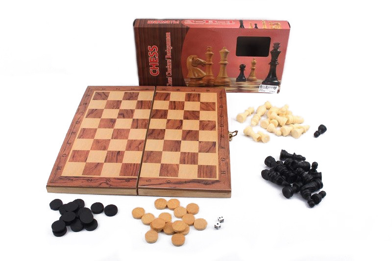 

Деревянные Шахматы S3031 с шашками и нардами BK Toys