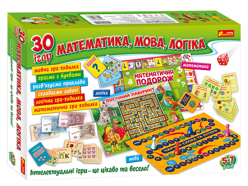 

Большой набор настольных развивающих игр 12109100У, 30 игр в наборе Ranok Creative