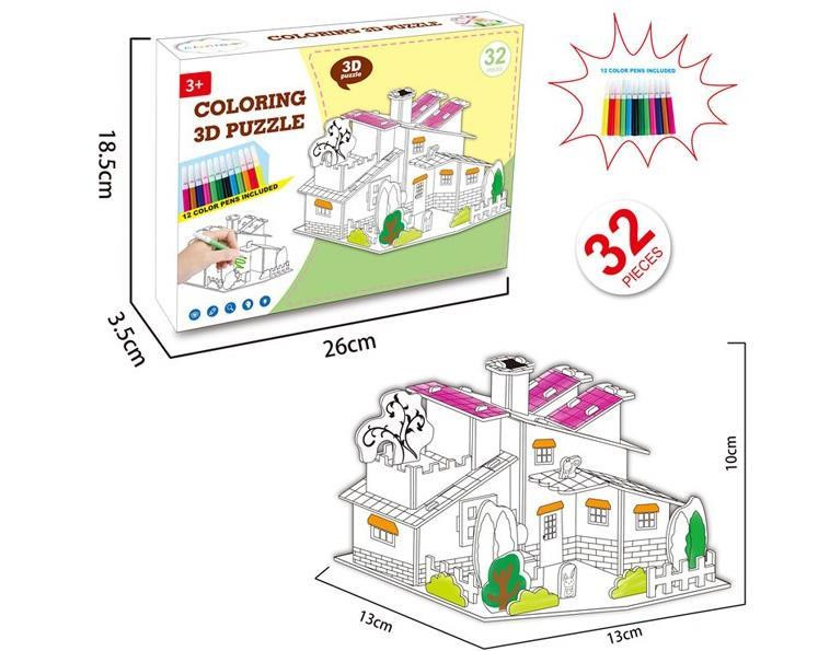 

Детский 3D конструктор 8N399-8-11-12 разрисовка (Дом 8N399-8) HONGZHAN