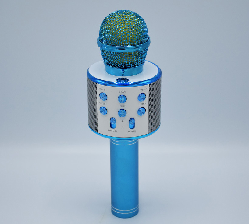 

Беспроводной детский микрофон для караоке Bluetooth GTM WS858 Blue c колонкой и изменением голоса