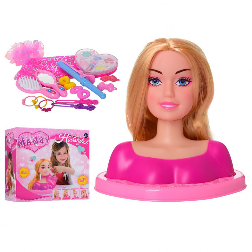 

Кукла Голова для причесок YM19-5A-B-C, фен, бант, заколки, 24 см (YM19-5A) Bambi