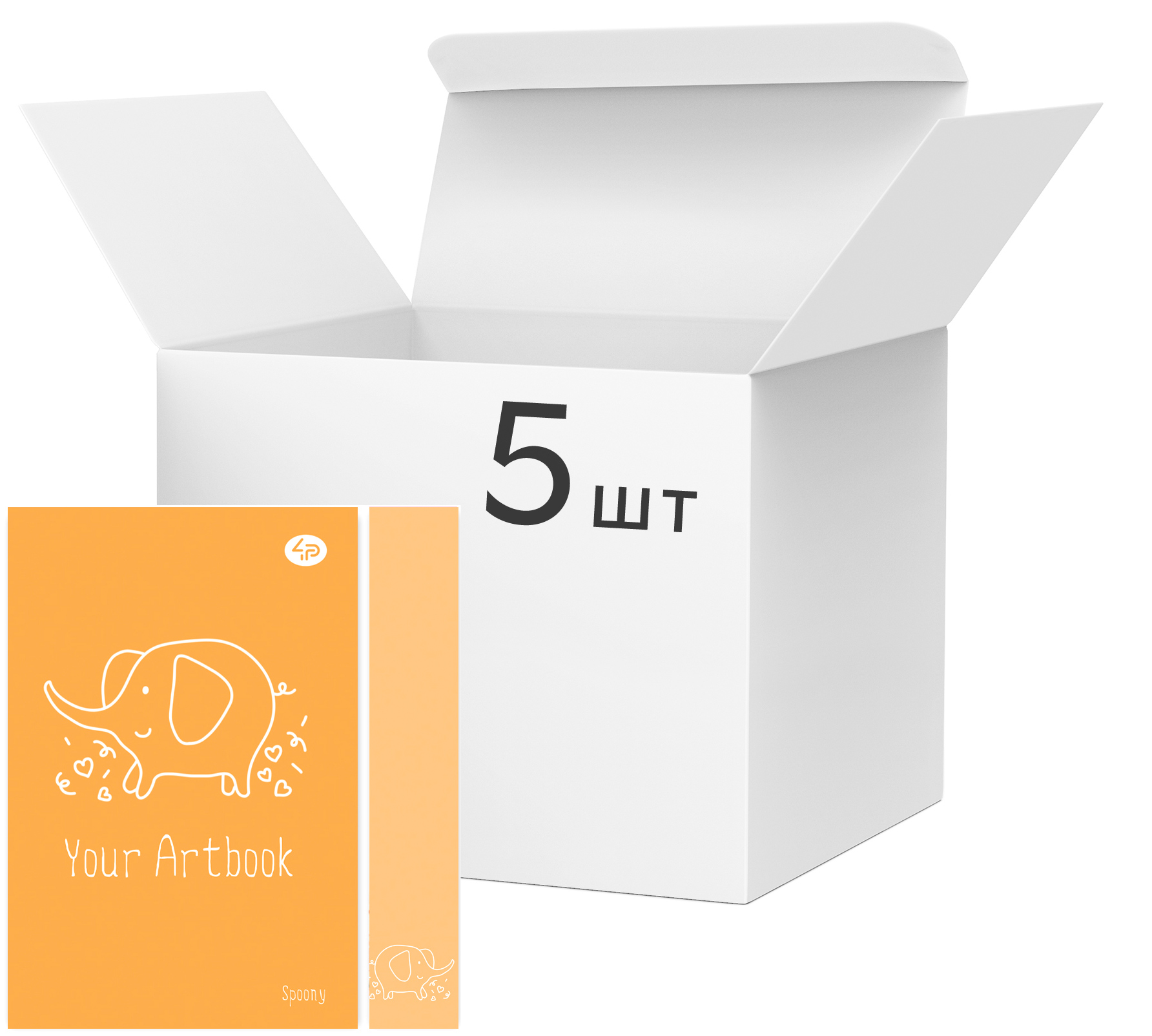 

Упаковка блокнотов 4Profi Profiplan Artbook Spoony B6 без линовки 40 листов Elephant 5 шт (902767)
