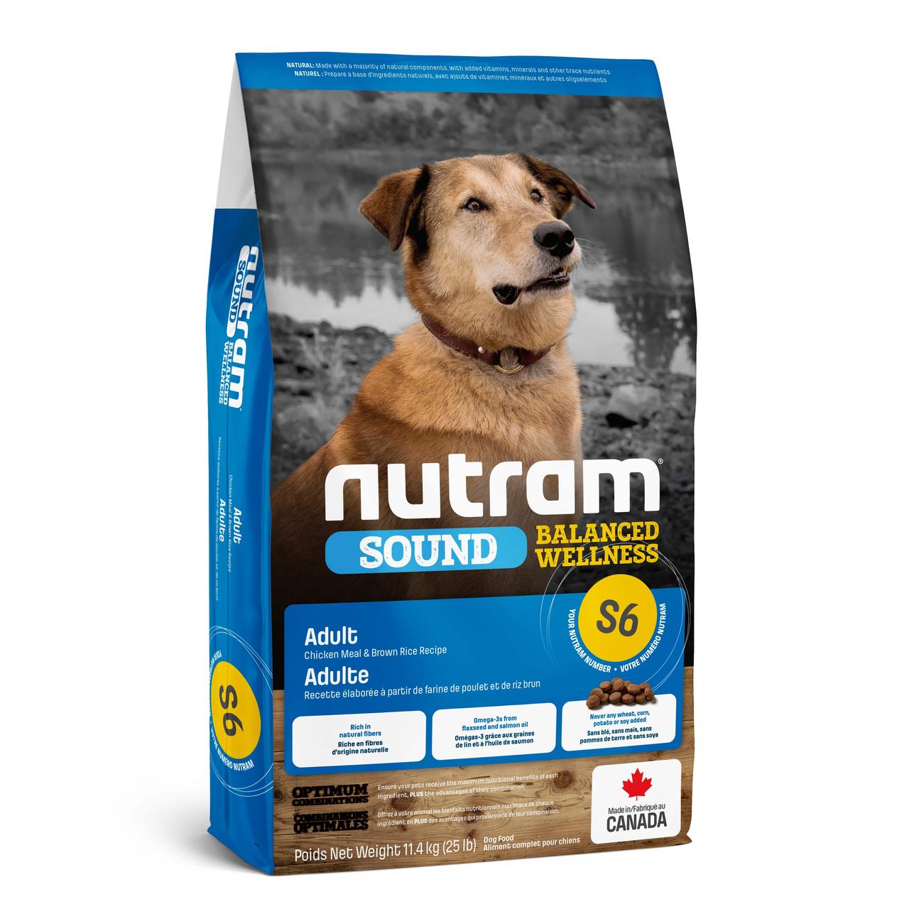 

Сухой корм Nutram (Нутрам) S6 Sound Balanced Adult Dog для взрослых собак всех пород (курица) 20 кг