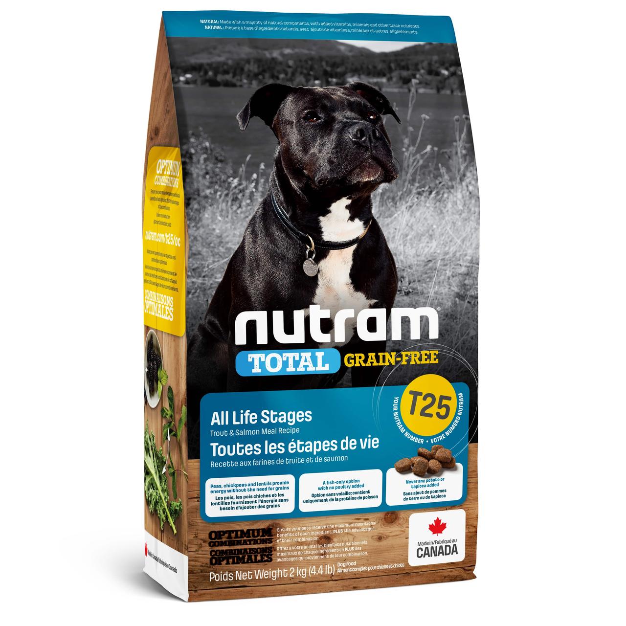 

Беззлаковый сухой корм Nutram (Нутрам) T25 Trout & Salmon Dog для собак всех пород (форель/лосось) 11.4