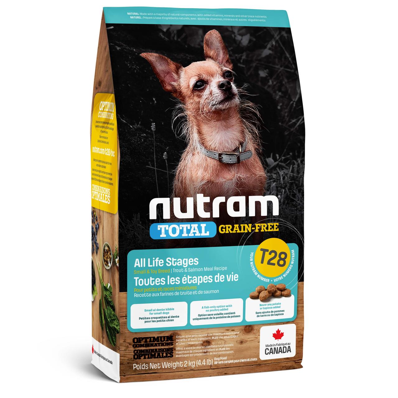 

Беззлаковый сухой корм Nutram (Нутрам) T28 Trout and Salmon Small Dog для собак мелких пород (форель/лосось) 5.4