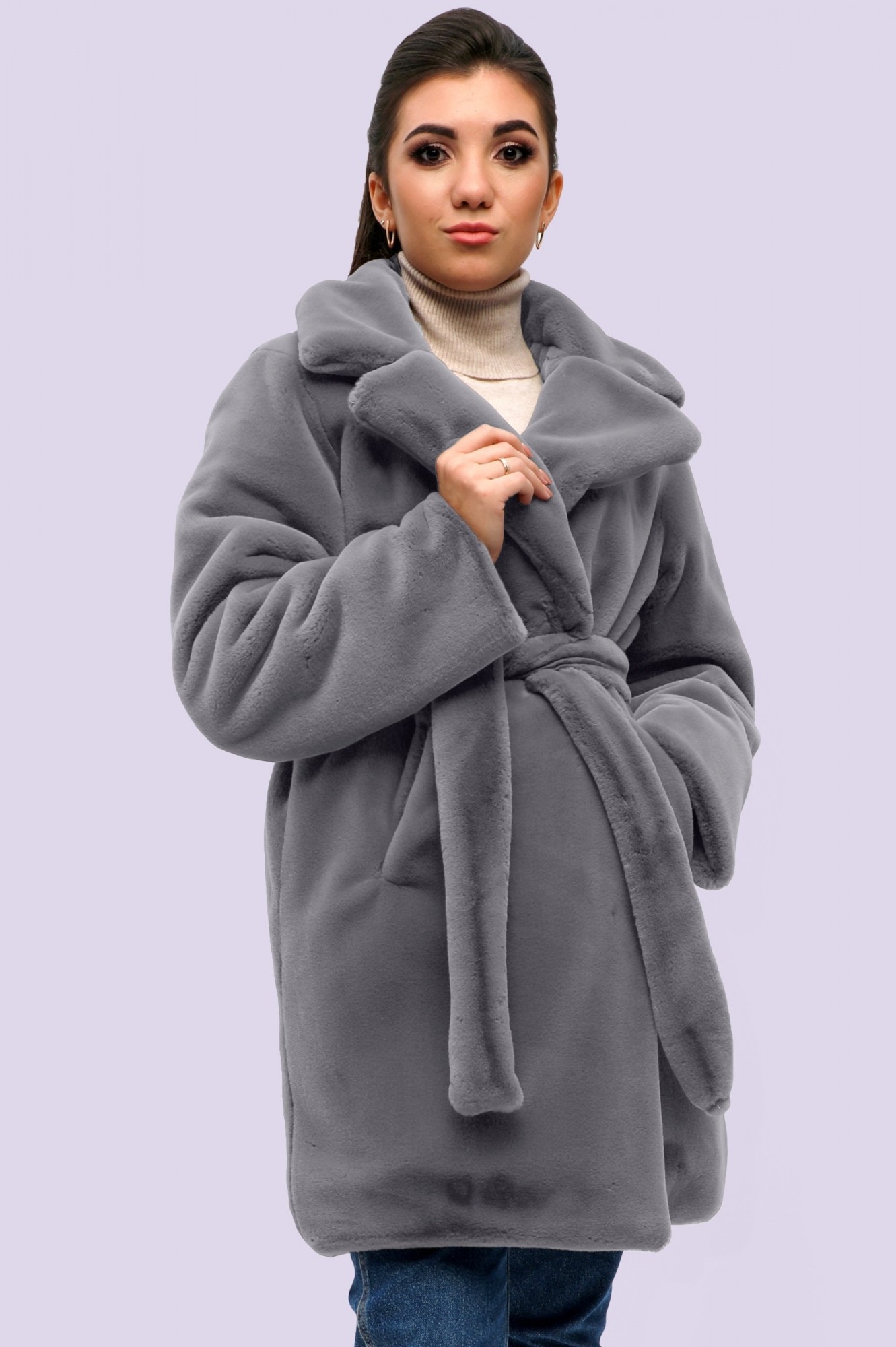 

Шуба женская Exclusive moda М-075 46 Светло-серый