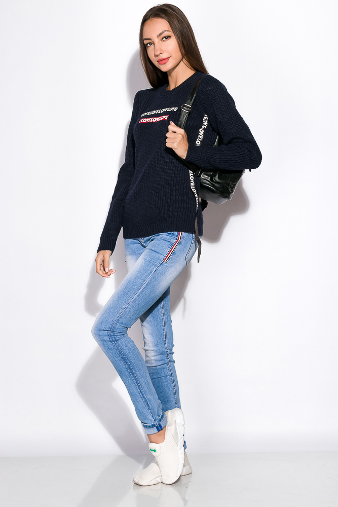 

Свитер женский с нашивками 120PVA1032 (Чернильный) ToS S/M Размер цвет Чернильный