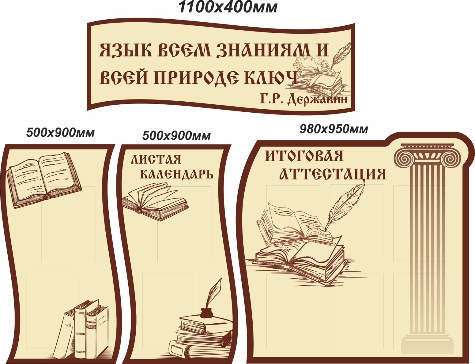 

Набір стендів Vivay Язык всем знаниям и всей природе ключ 110x40 см (7552)