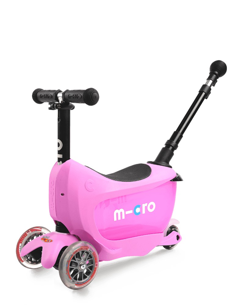 

Самокат 2 в 1 с сидением и родительской ручкой Micro Mini2go Deluxe Plus Pink розовый
