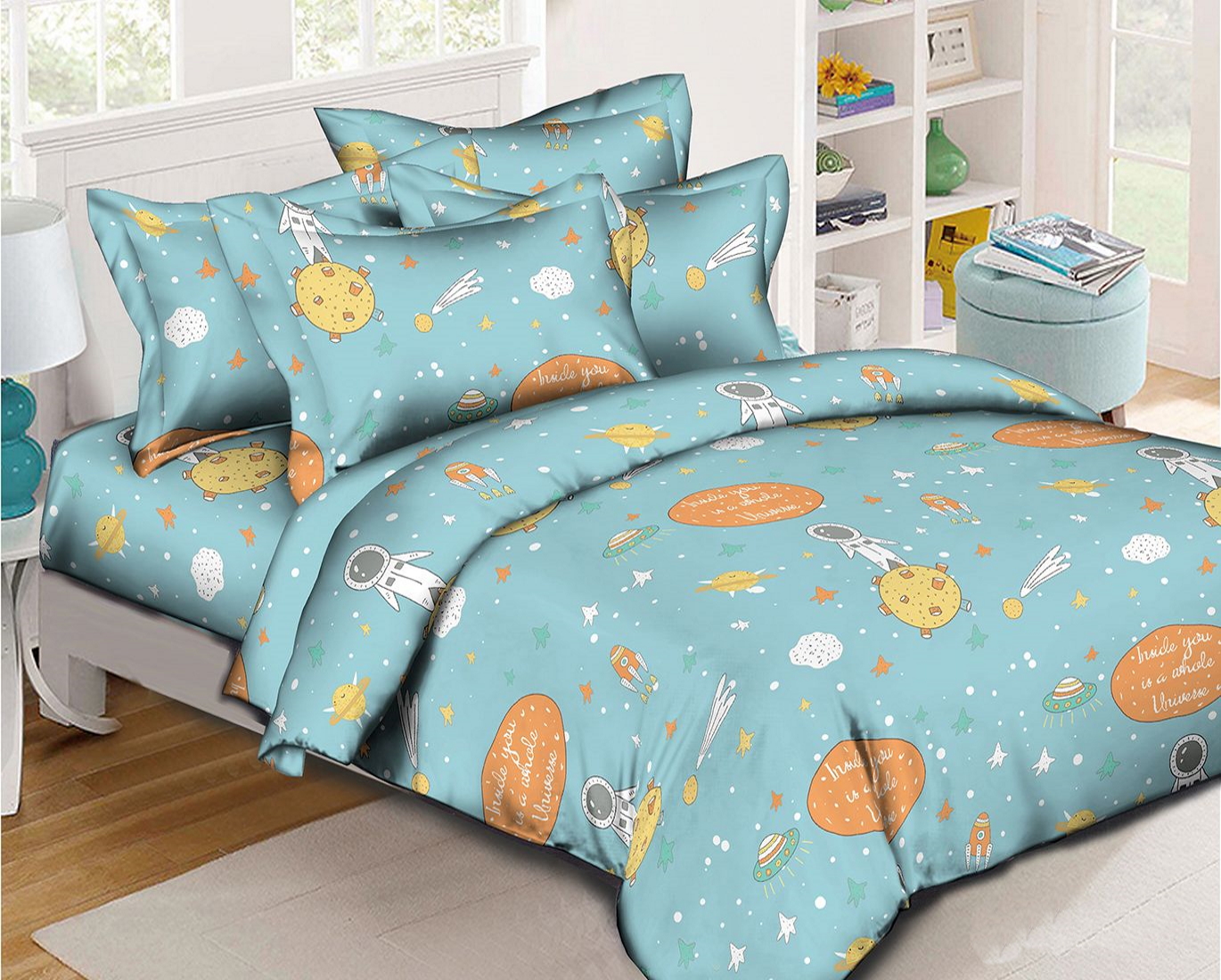

Постельное белье MirSon 17-0426 Little Astronaut Полуторный украина, бязь
