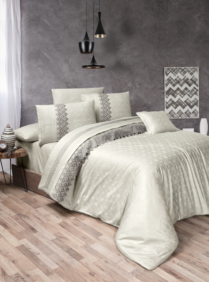 

Постельное белье First Choice Latina Beige Евро турция, сатин