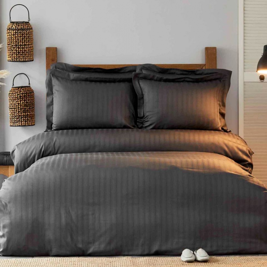 

Постельное белье Karaca Home Charm bold antrasit Евро турция, сатин
