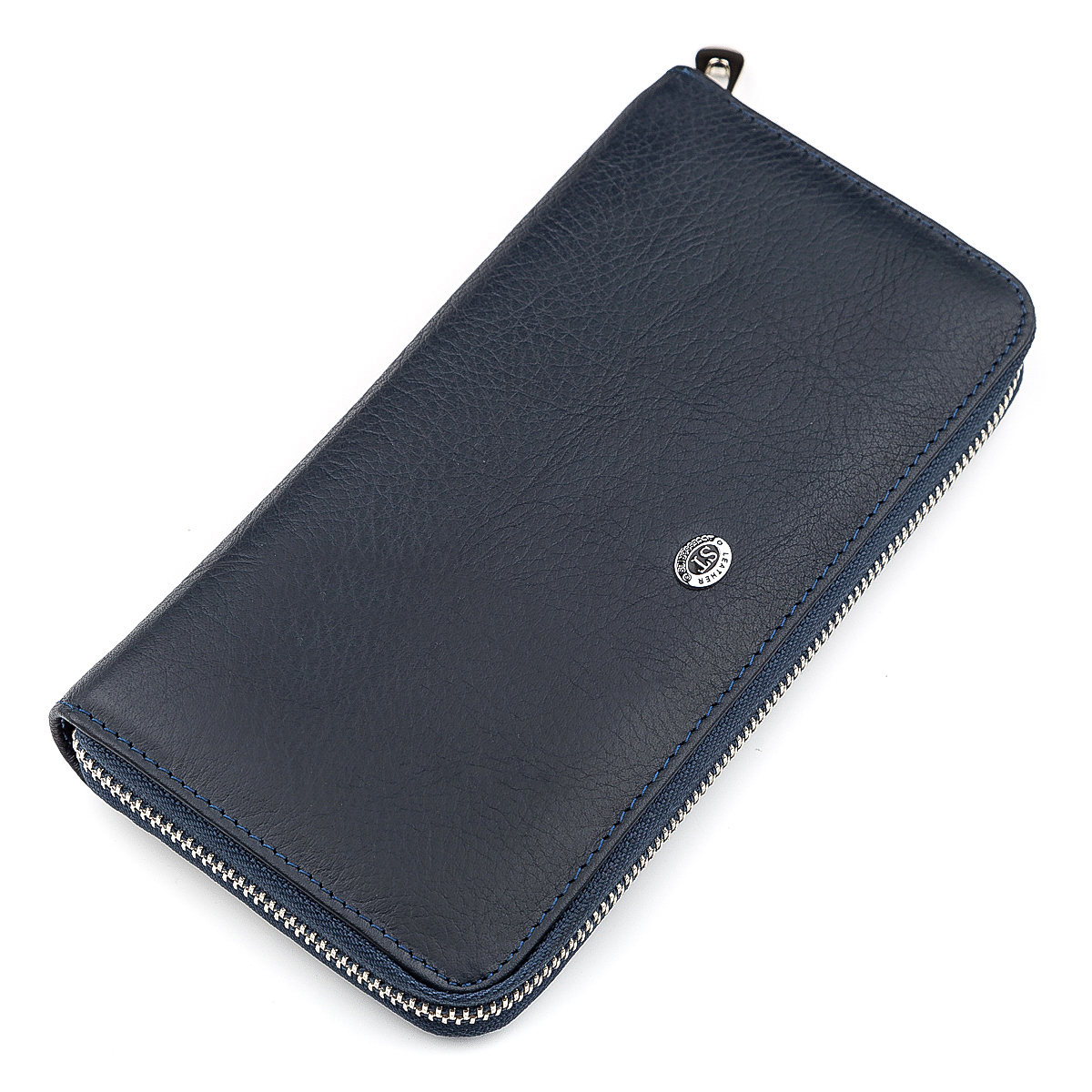 

Кожаный мужской кошелек ST Leather 10х20х3 см Синий