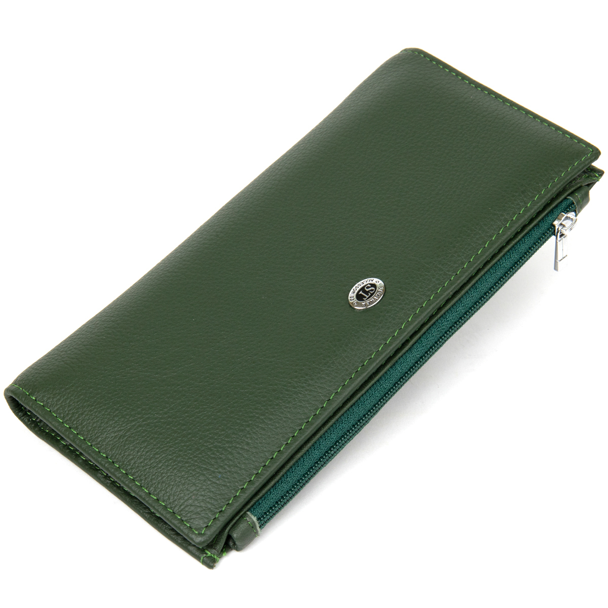 

Кожаный кошелек женский ST Leather 19х9,5х1,5 см Зеленый