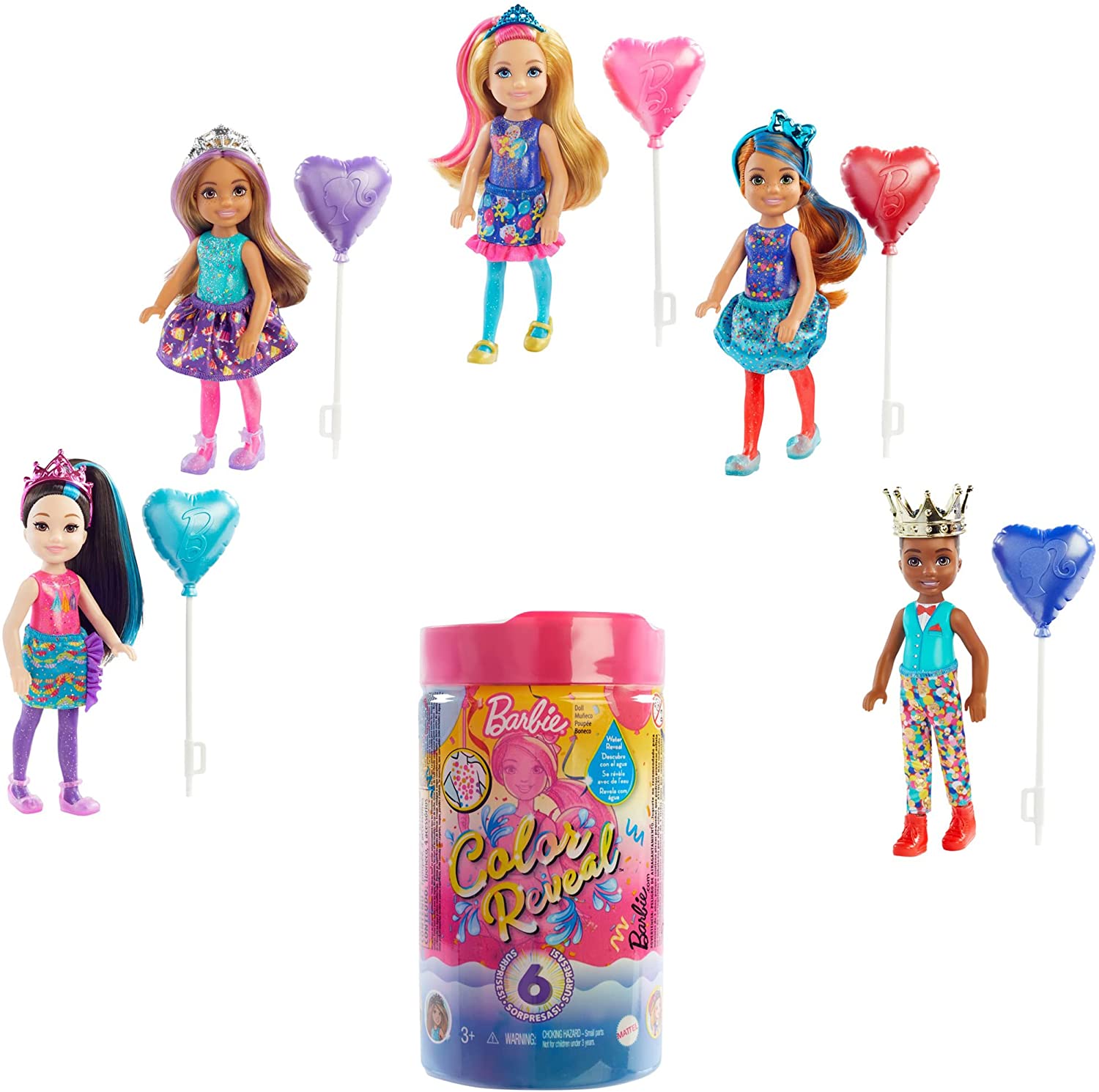 

Кукла Барби Челси Сюрприз Цветное перевоплощение Вечеринка Barbie Chelsea Color Reveal Party Series Doll with 6 Surprises (GTT26)
