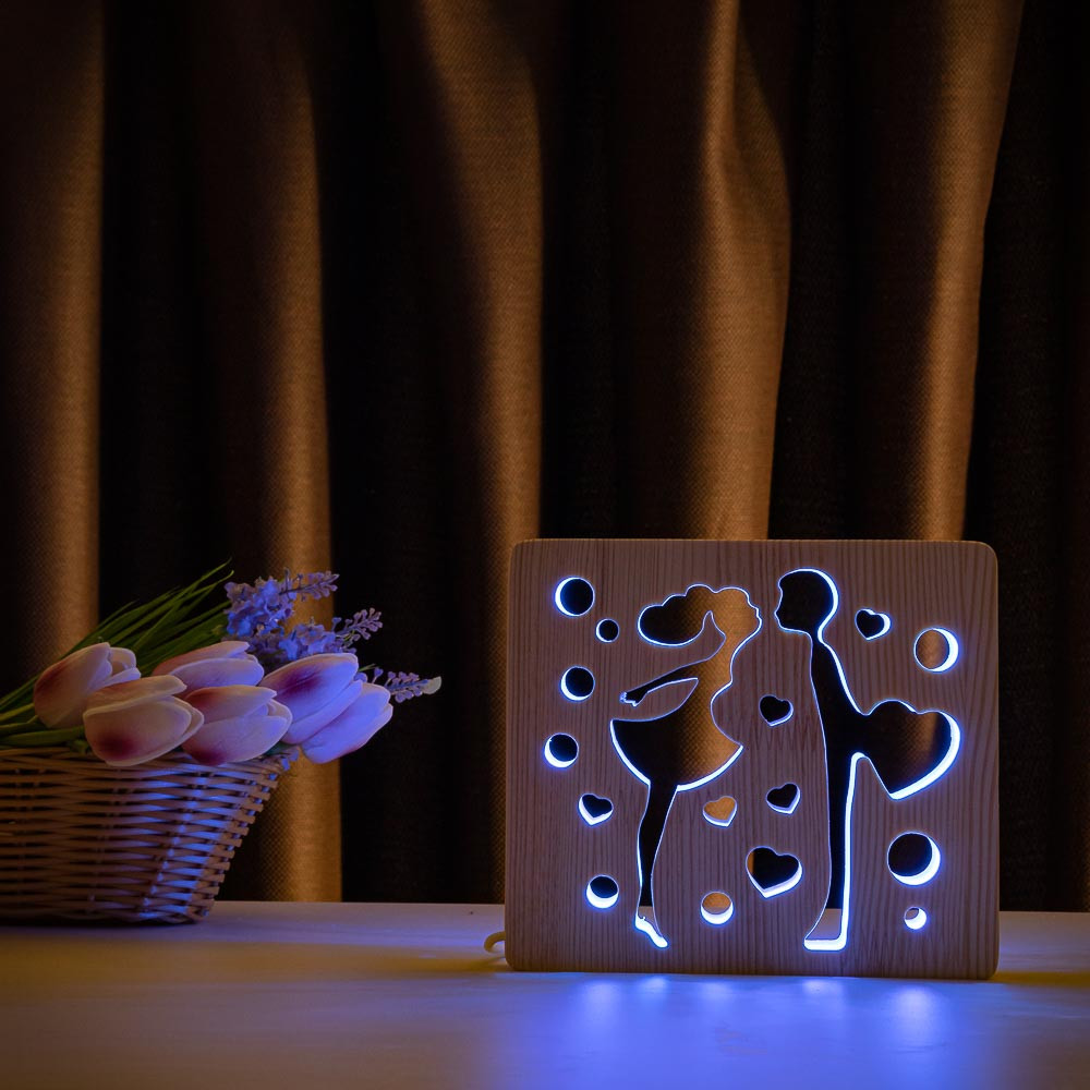 

Светильник ночник ArtEco Light из дерева LED "Влюбленная пара" с пультом и регулировкой цвета, RGB
