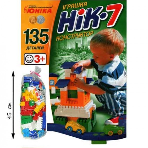 

Детский конструктор НИК-7 70941, 135 больших деталей ЮНИКА
