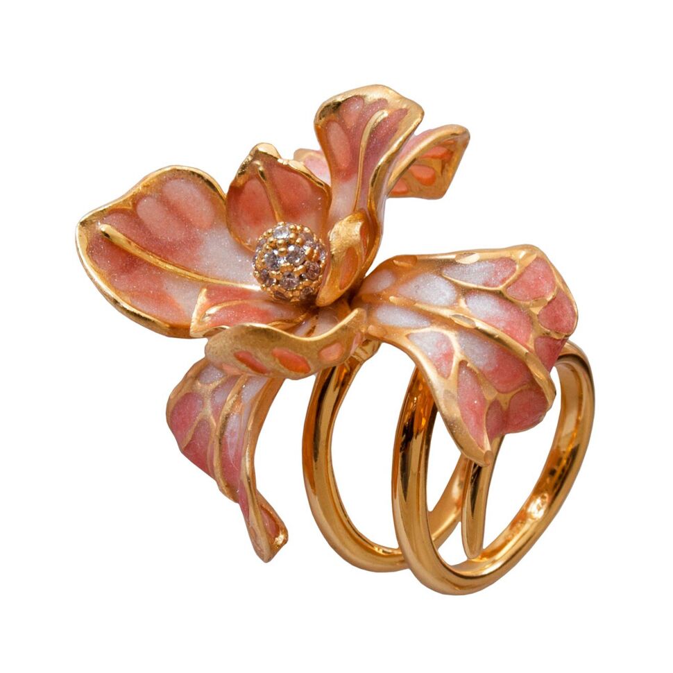 

Двойное кольцо Misis с крупным цветком ириса 2100000198931