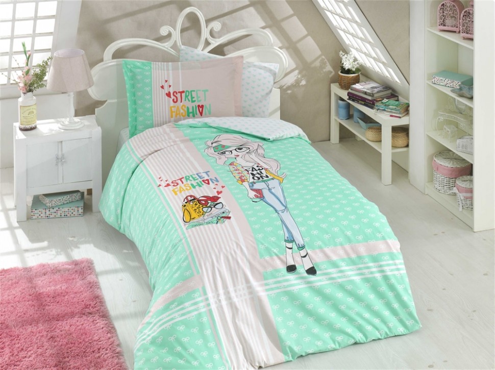 

Постельное белье Poplin Hobby Street Fashion мятный полуторный 160x220 8698499130739