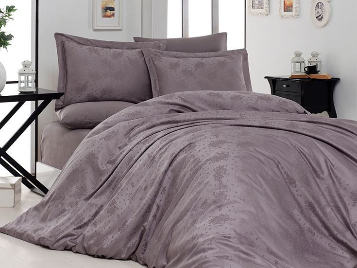

Постельное белье жаккардовое однотонное First Choice Marelda leylak евро m014150