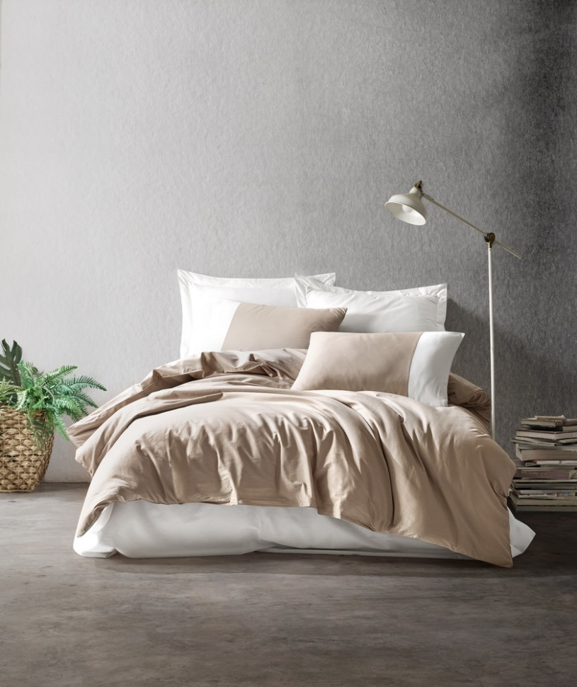 

Комплект постельного белья Cotton box Plain vizon krem евро 010077594