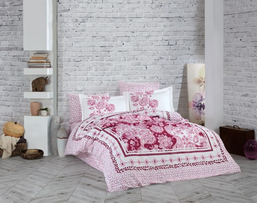 

Постельное белье Poplin Hobby Escoda бордовый евро 8698499153387