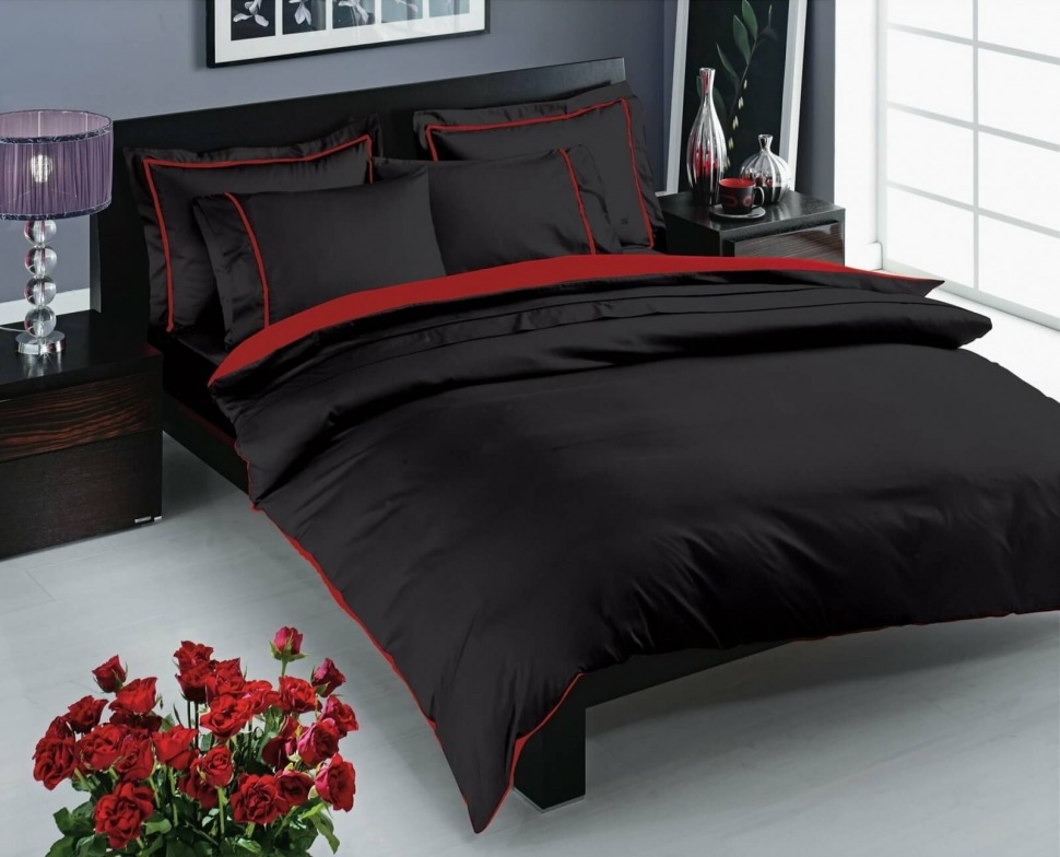 

Постельное белье сатин Delux TAC Prestige black евро 60243870