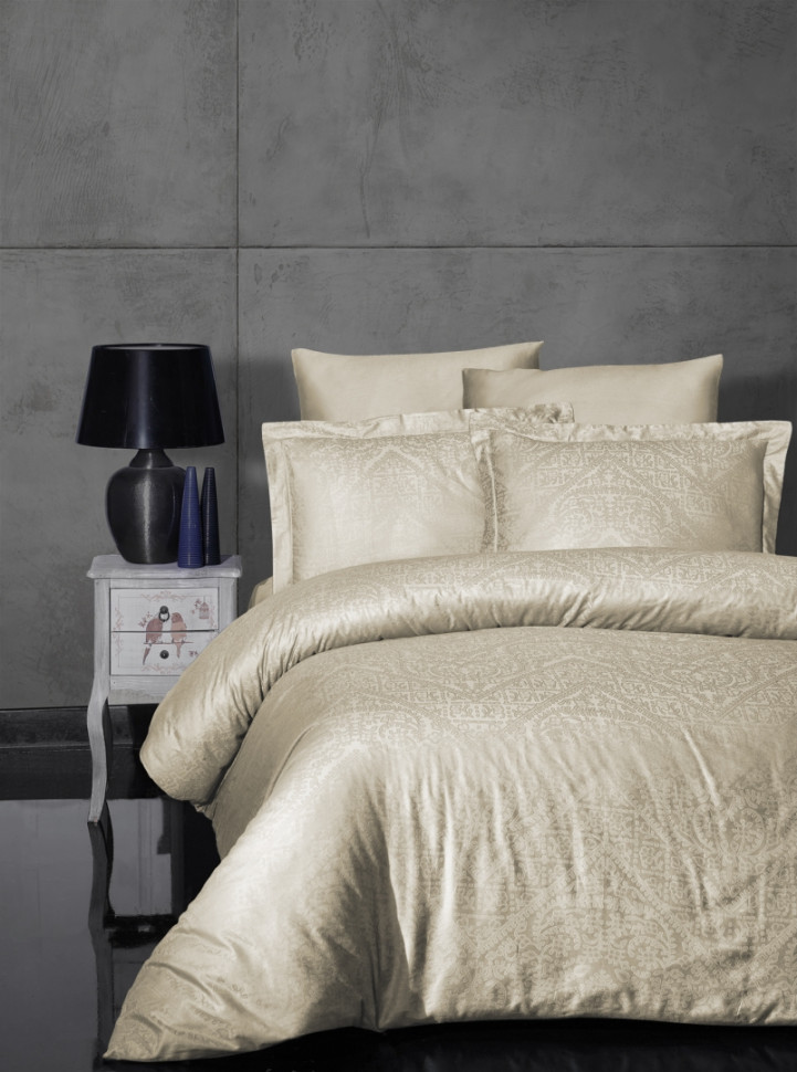 

Постельное белье жаккардовое однотонное First Choice Siray s. kahve евро m016399