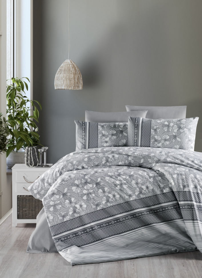 

Постельный комплект ранфорс First Choice R-341 Gianna grey евро m017464