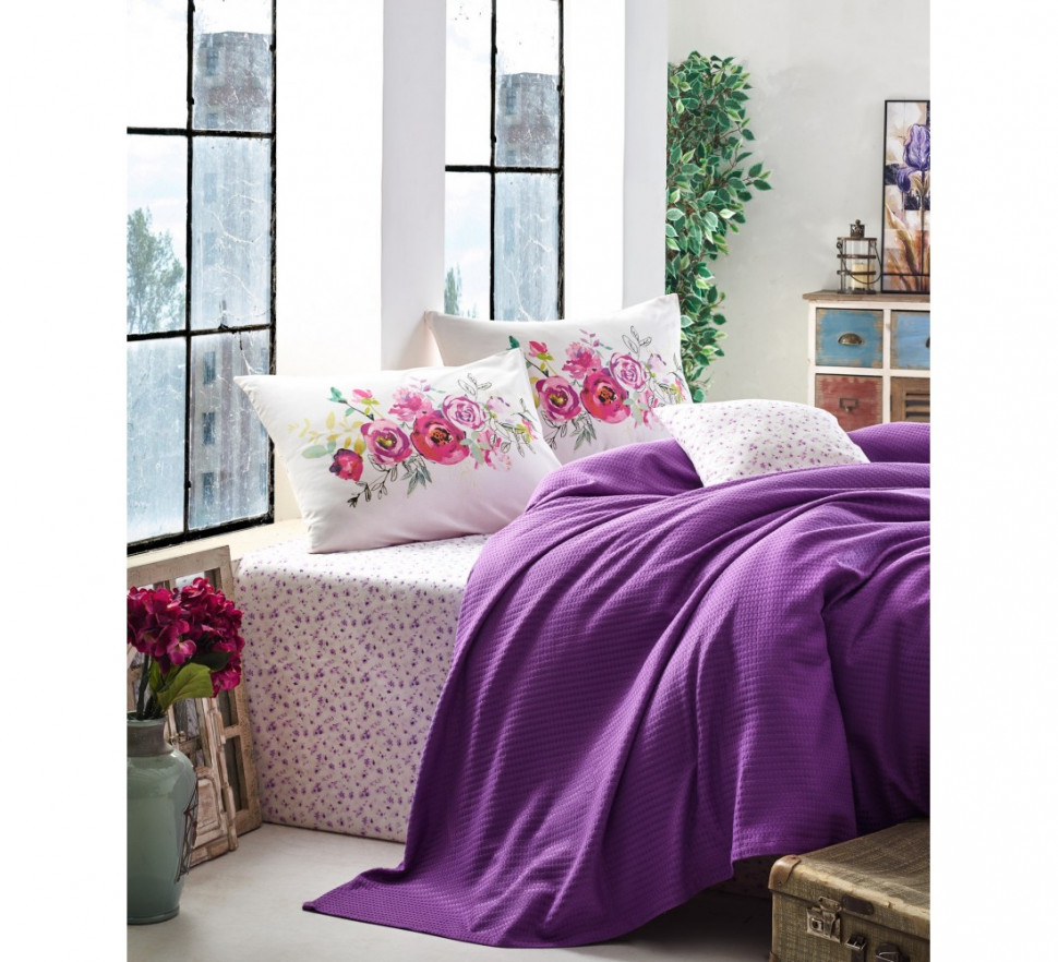 

Постельное белье с пике Cotton Box Garden Viola mor евро 010077552