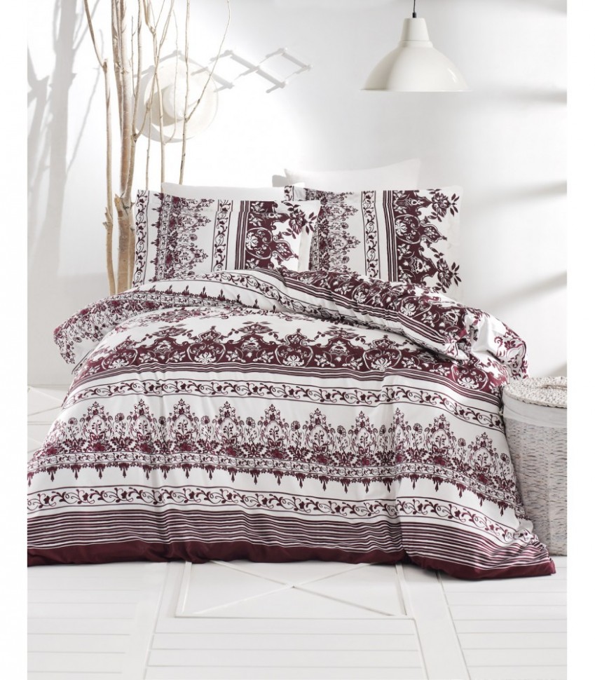 

Постельное белье Altinbasak Navy bordo евро m013246