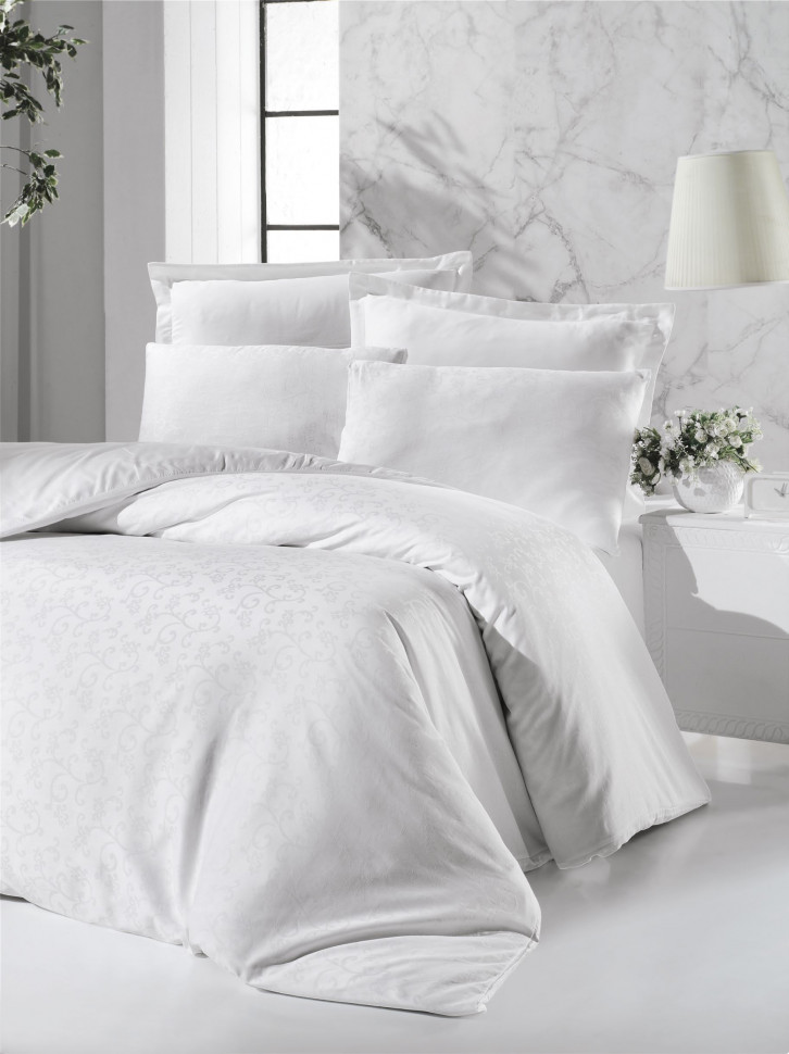 

Постельное белье Victoria Deluxe Jacquard Sateen Rimma белый евро 2200000548832