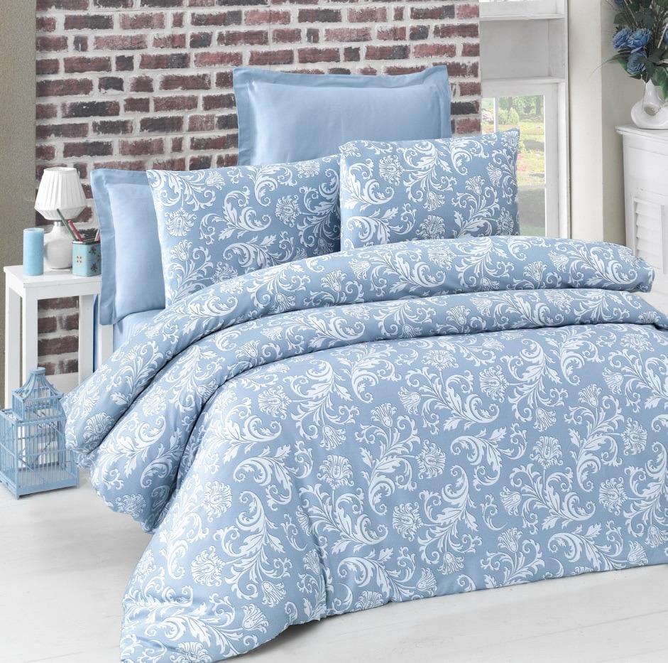 

Постельное белье Victoria Sateen Verano голубой евро 2200000541079