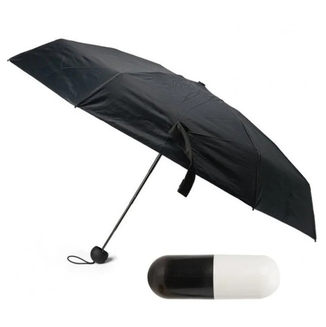

Мини - зонт в чехле - капсуле складной механический Umbrella черный