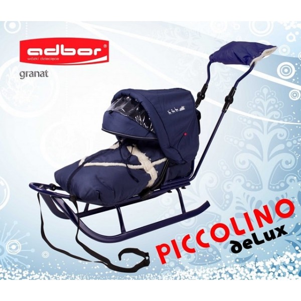 

Комплект Санки ADBOR Piccolino Delux от 1 годика со Спинкой, Конвертом, Капюшоном, Муфта, Синие