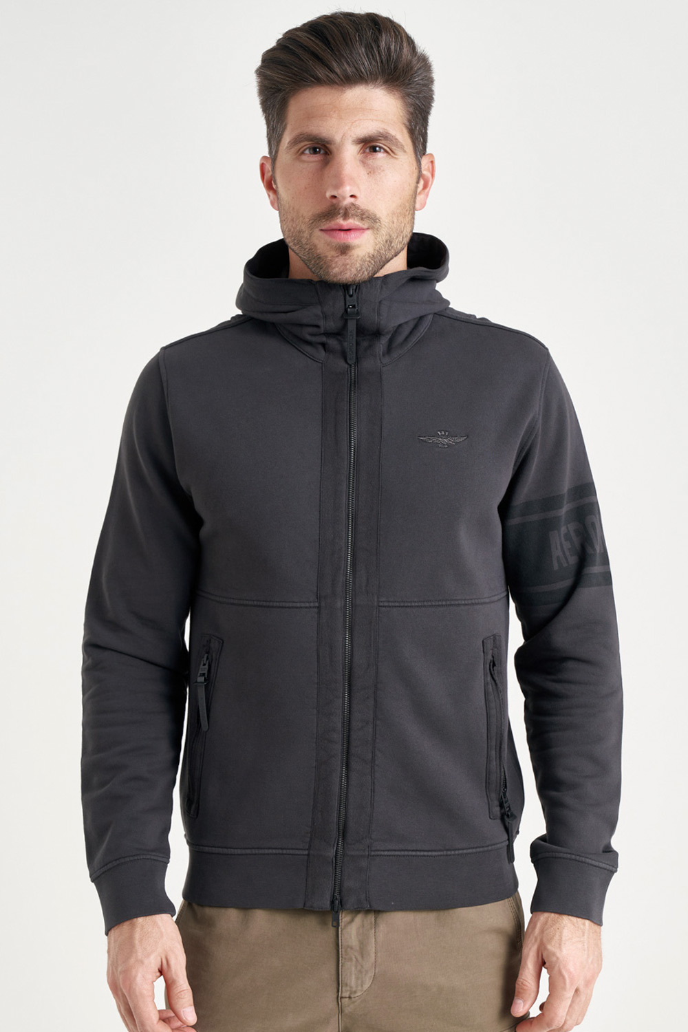 

Черная кофта на молнии Aeronautica Militare 4464, Черная кофта на молнии Aeronautica Militare 4464 M