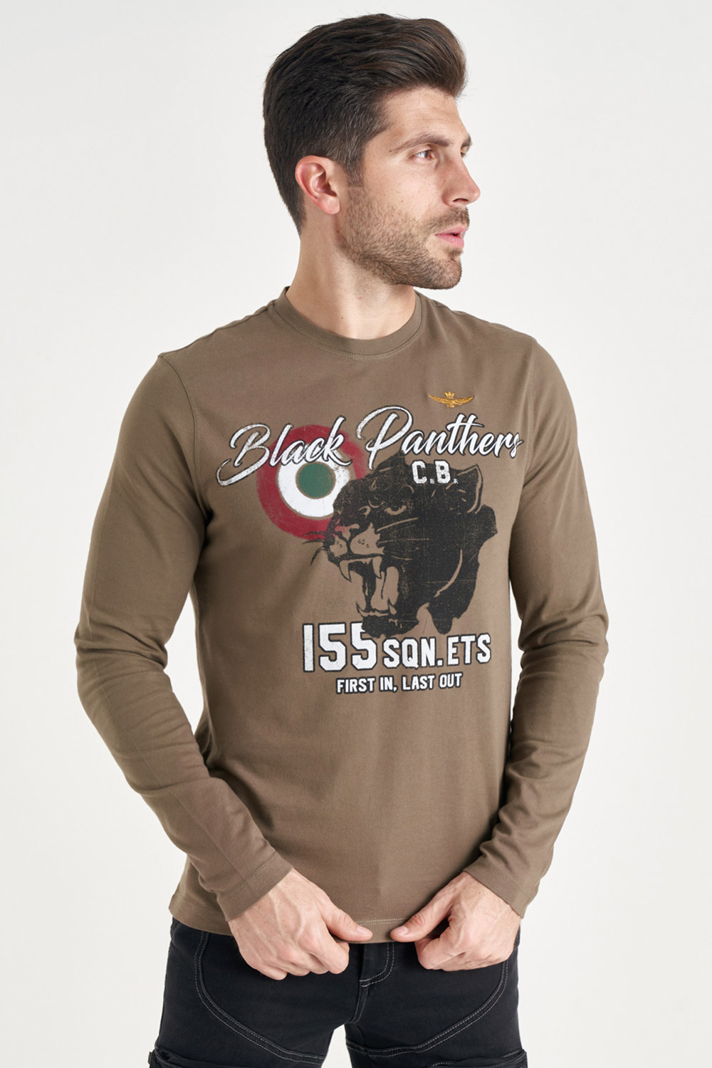 

Хлопковый лонгслив "Black Panthers" Aeronautica Militare 4422, Хлопковый лонгслив "Black Panthers" Aeronautica Militare 4422 M