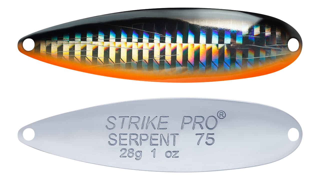 

Блесна колеблющаяся Strike Pro Serpent Treble 75H, 75 мм, 28 гр, Тройник, (ST-010B2#A70-713-CP) (96240)