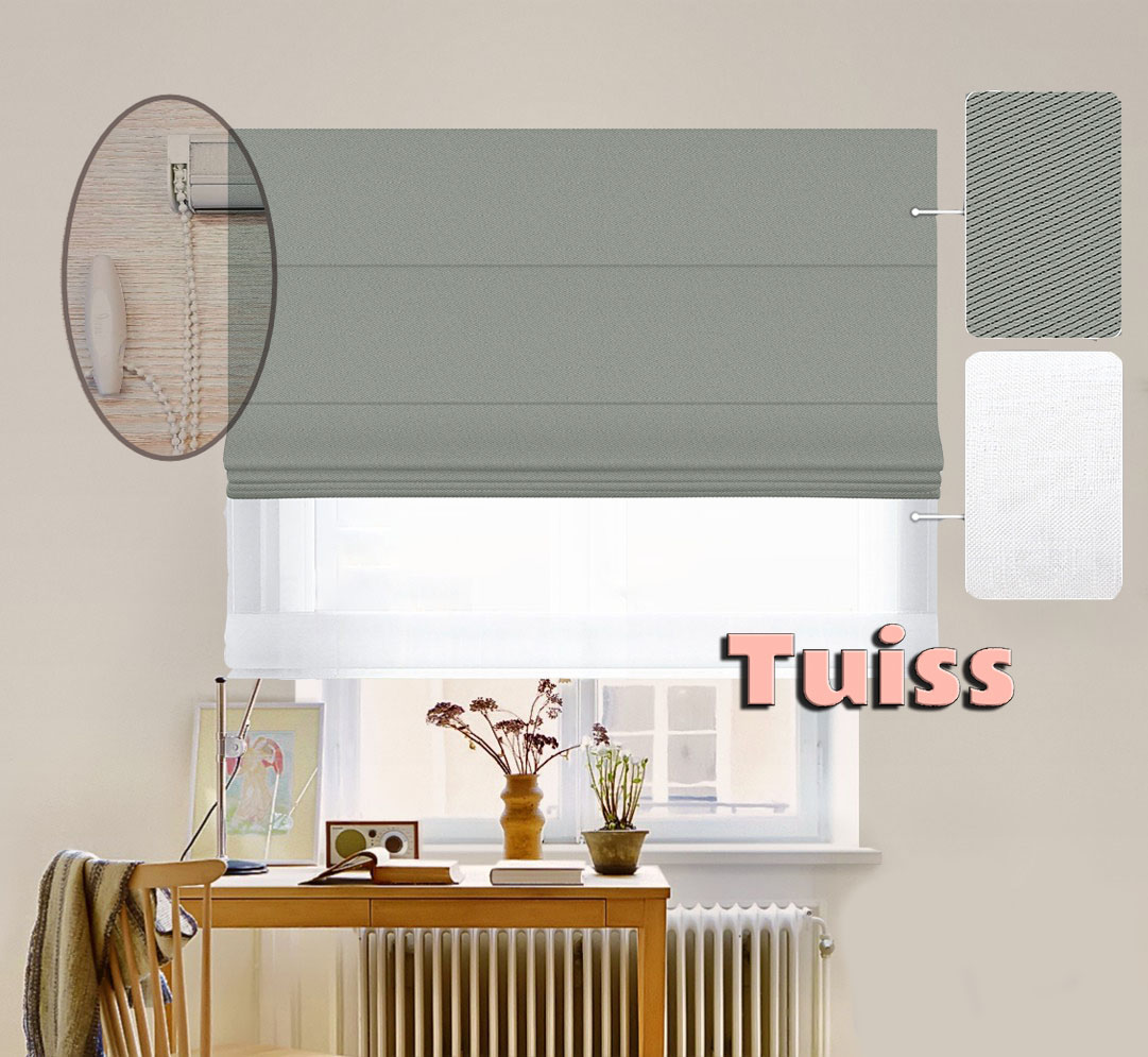 

Двойная римская штора День-Ночь ТВИН Lux Coullise InHt Блэкаут Perfect 07 Оливковый + Тюль Лён/Тюль Air Белоснежный 220х170 см