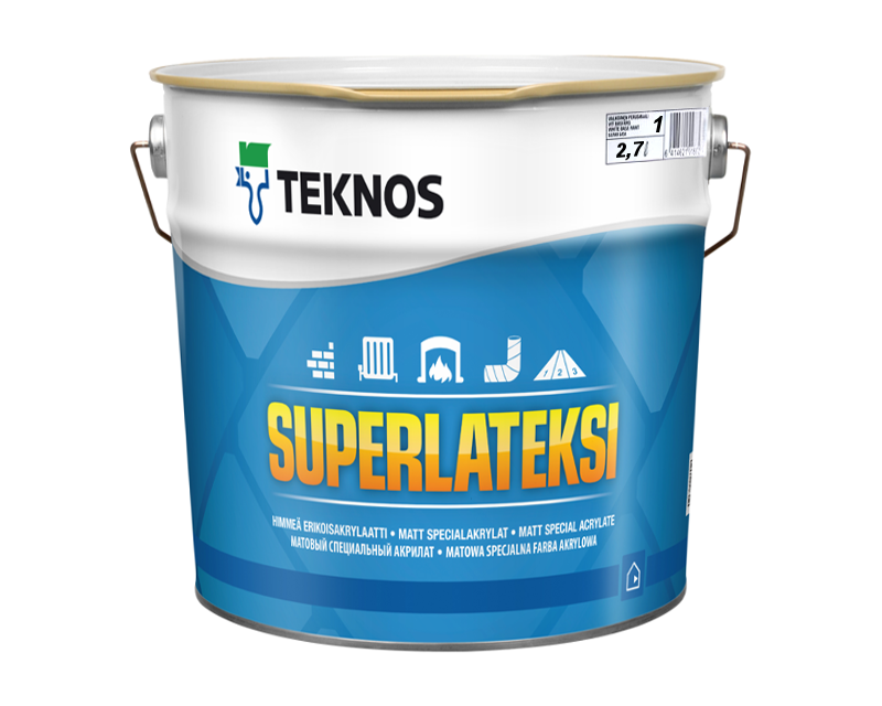 

Краска латексная TEKNOS SUPER LATEKSI интерьерная белая (база 1) 2,7л