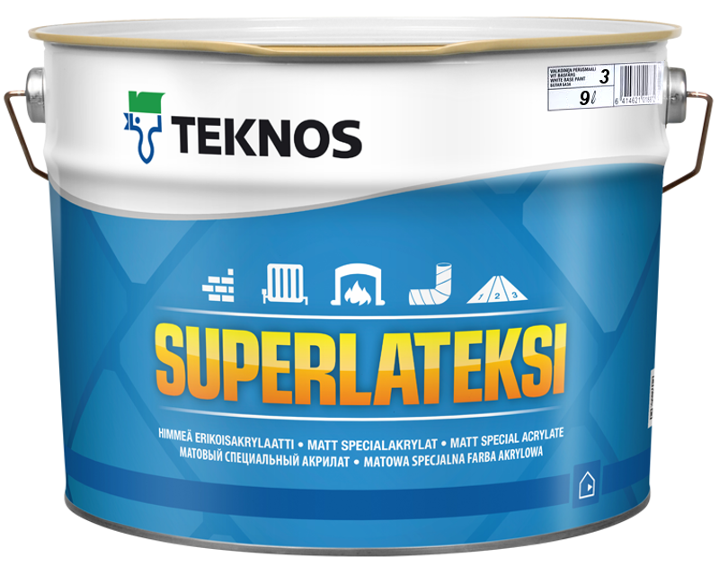 

Краска латексная TEKNOS SUPER LATEKSI интерьерная транспарентная (база 3) 9л