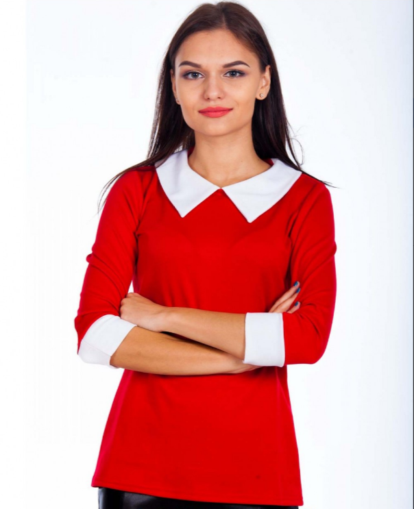 

Кофта с воротником Fashion Woman ST009 рS красная