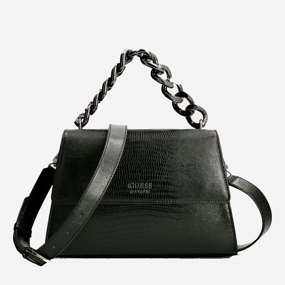 

Женская сумка Guess Tullia Top Handle Flap HWKM8382200-BLA Черная